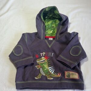 Next - NWOT - Kids Dinosaur Hoodie - Dark Gray and Green